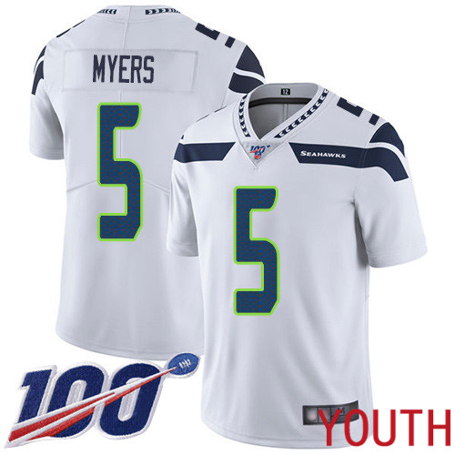 Seattle Seahawks Limited White Youth Jason Myers Road Jersey NFL Football #5 100th Season Vapor Untouchable->youth nfl jersey->Youth Jersey